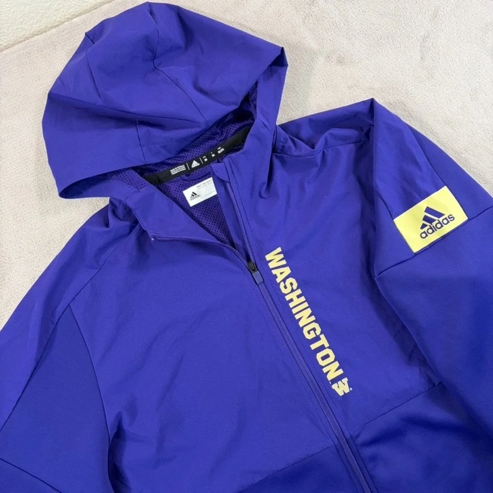 Washington Huskies x Adidas Full Zip Performance Hoodie Men 2XL Purple NWOT